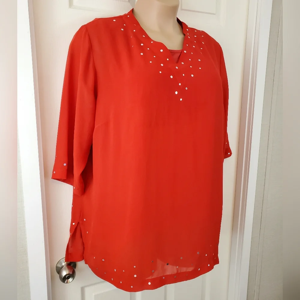 Air Dreams 2-Pc Semi-Sheer Blouse & Tank - Picture 2 of 16